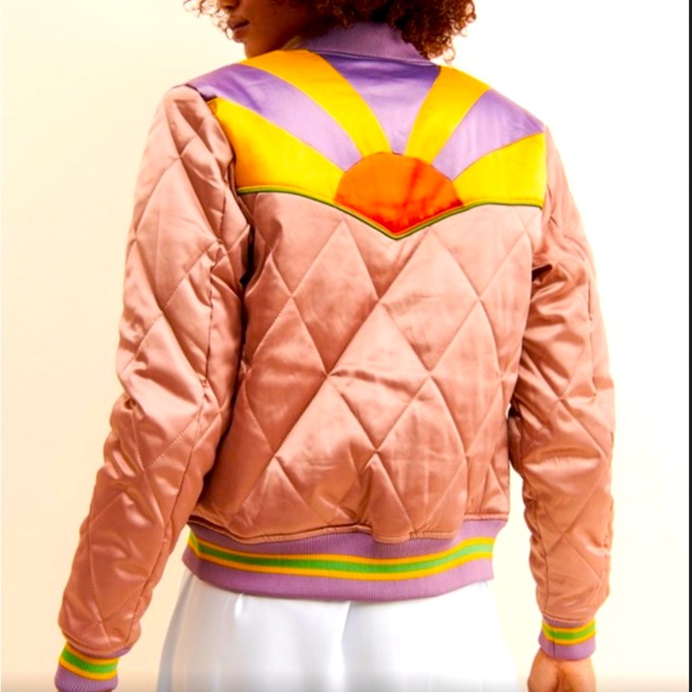 Dusty Rose Rising Sun Bomber Jacket by Classic Rock Couture